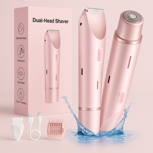 Wireless Electric Bikini Trimmer for Women, Rechargeable 2 in 1 Body & Facial Hair Removal, Waterproof & Dry Use Trimmer