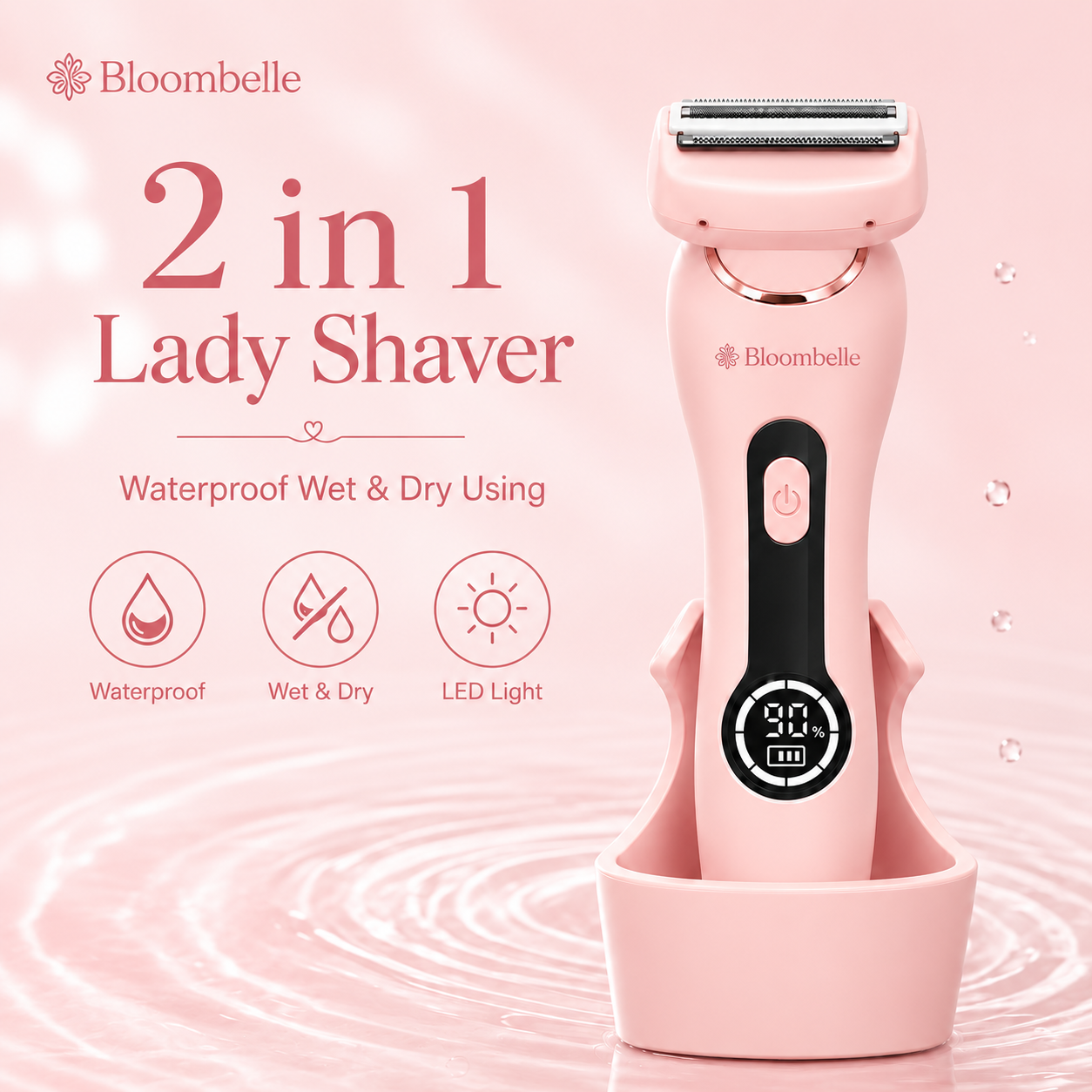 Bloombelle 3-in-1 Women’s Electric Shaver – Waterproof Bikini, Leg & Underarm Razor