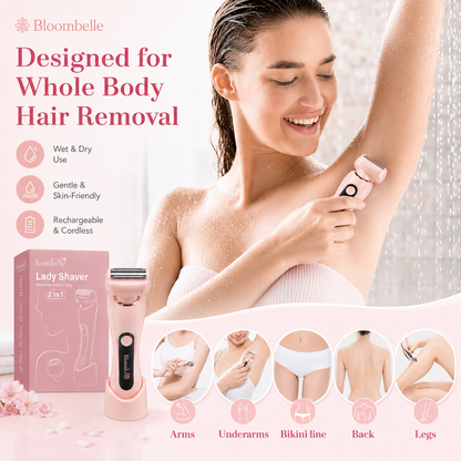 Bloombelle 3-in-1 Women’s Electric Shaver – Waterproof Bikini, Leg & Underarm Razor