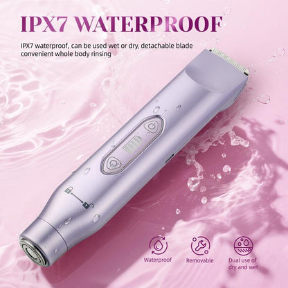 Wireless Electric Bikini Trimmer for Women, Rechargeable 2 in 1 Body & Facial Hair Removal, Waterproof & Dry Use Trimmer