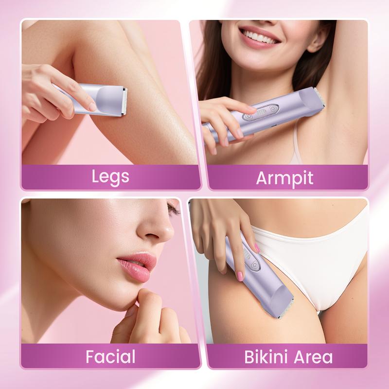 Wireless Electric Bikini Trimmer for Women, Rechargeable 2 in 1 Body & Facial Hair Removal, Waterproof & Dry Use Trimmer