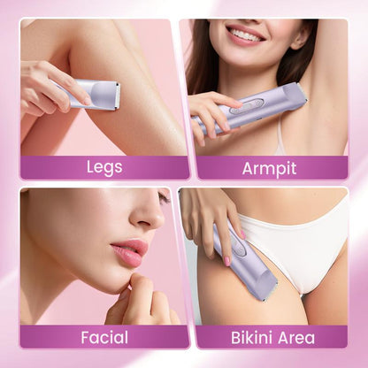Wireless Electric Bikini Trimmer for Women, Rechargeable 2 in 1 Body & Facial Hair Removal, Waterproof & Dry Use Trimmer