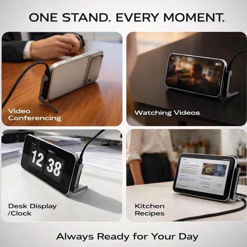 Invisible Stand Type-C Charger Cable, 240W Fast Charge 2-in-1 Cord & Phone Holder for Travel, Office, Car, Nightstand